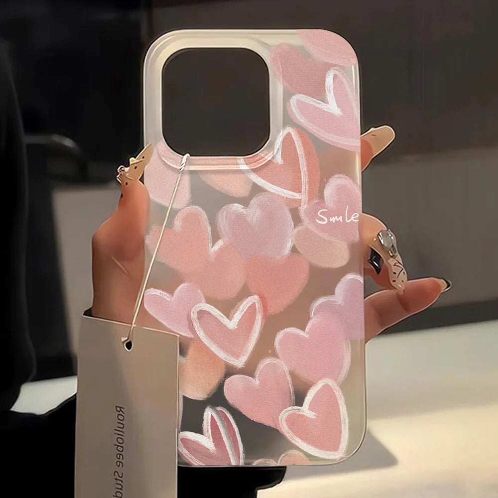 Pink Love Heart Phone Case For iPhone