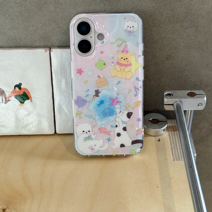 Adorable & Sweet Cartoon Cats & Fish Lovely & Magical Protective Phone Case
