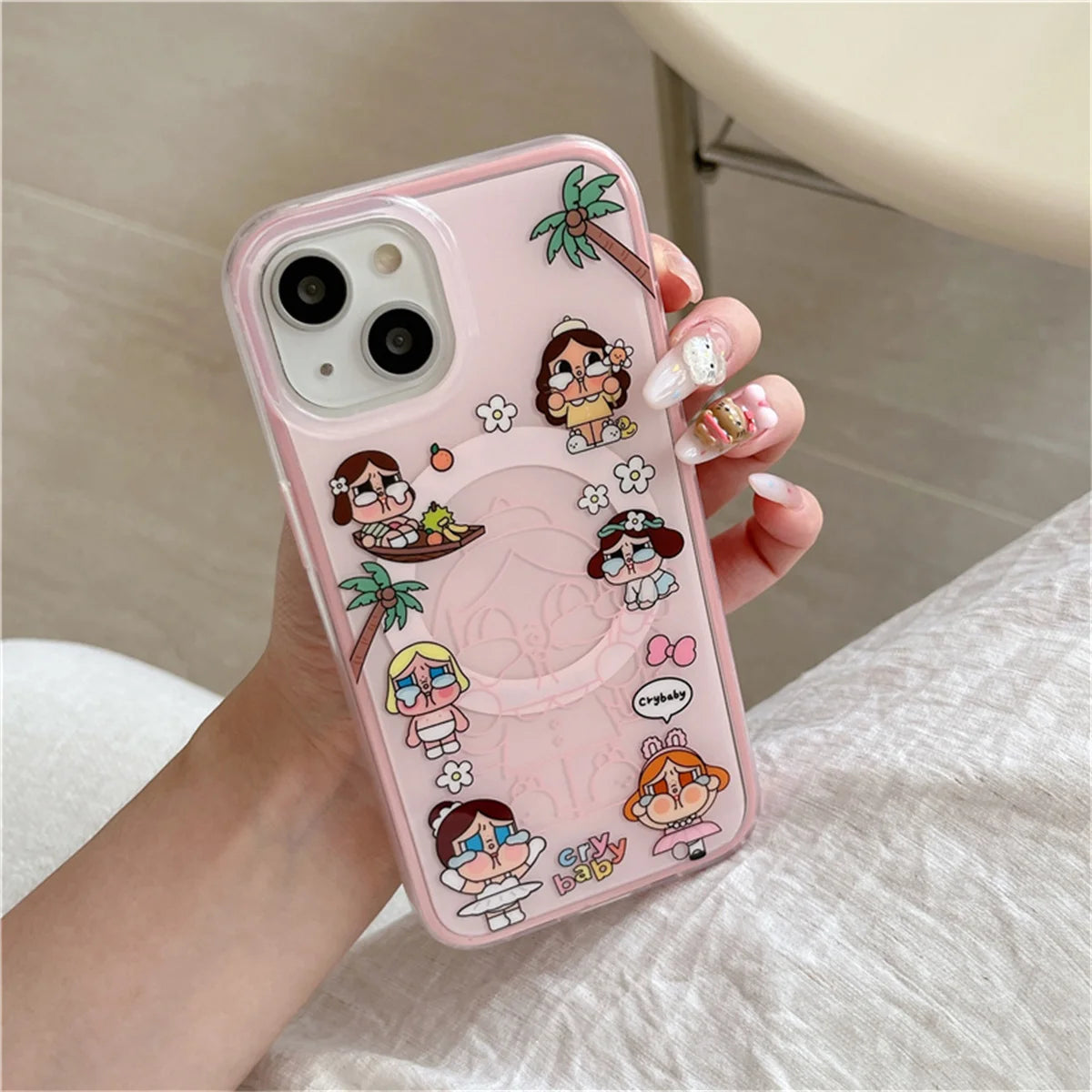 Funny Cute Crying Girl Magnetic Phone Case For iPhone