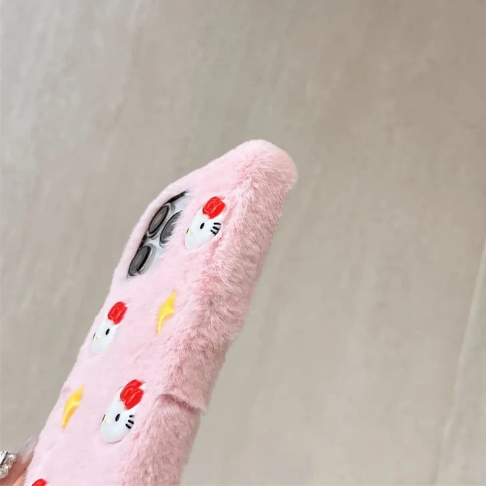 Cute Pink Rabbit Feather Four Star Kitty Sanrio Phone Soft Case For iPhone