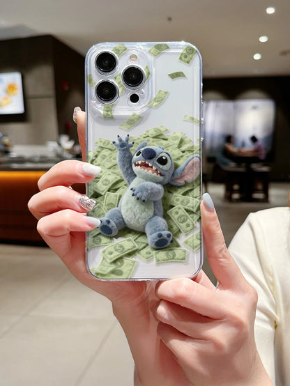Disney Plush Stitch Love Phone Case Shockproof Cover  For iPhone