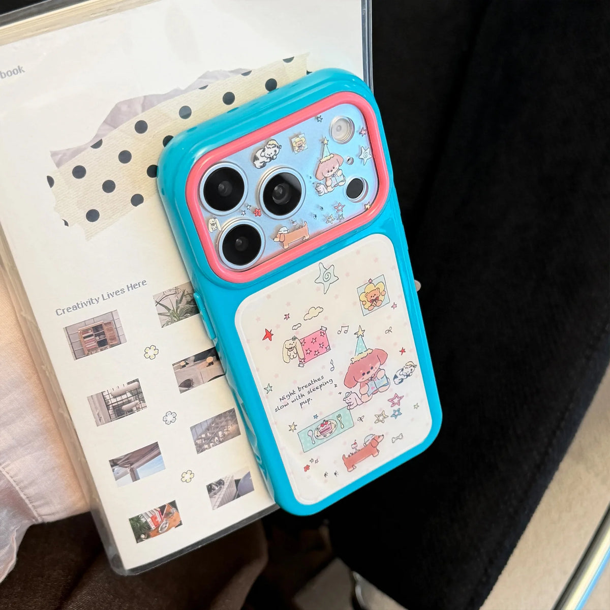 Korean Colorful Stars Cartoon Dachshund Pattern Phone Case For iPhone