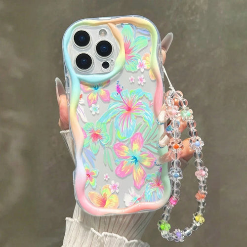Colorful Diverse Flowers Pattern Wavy-Edge Phone Case For iPhone
