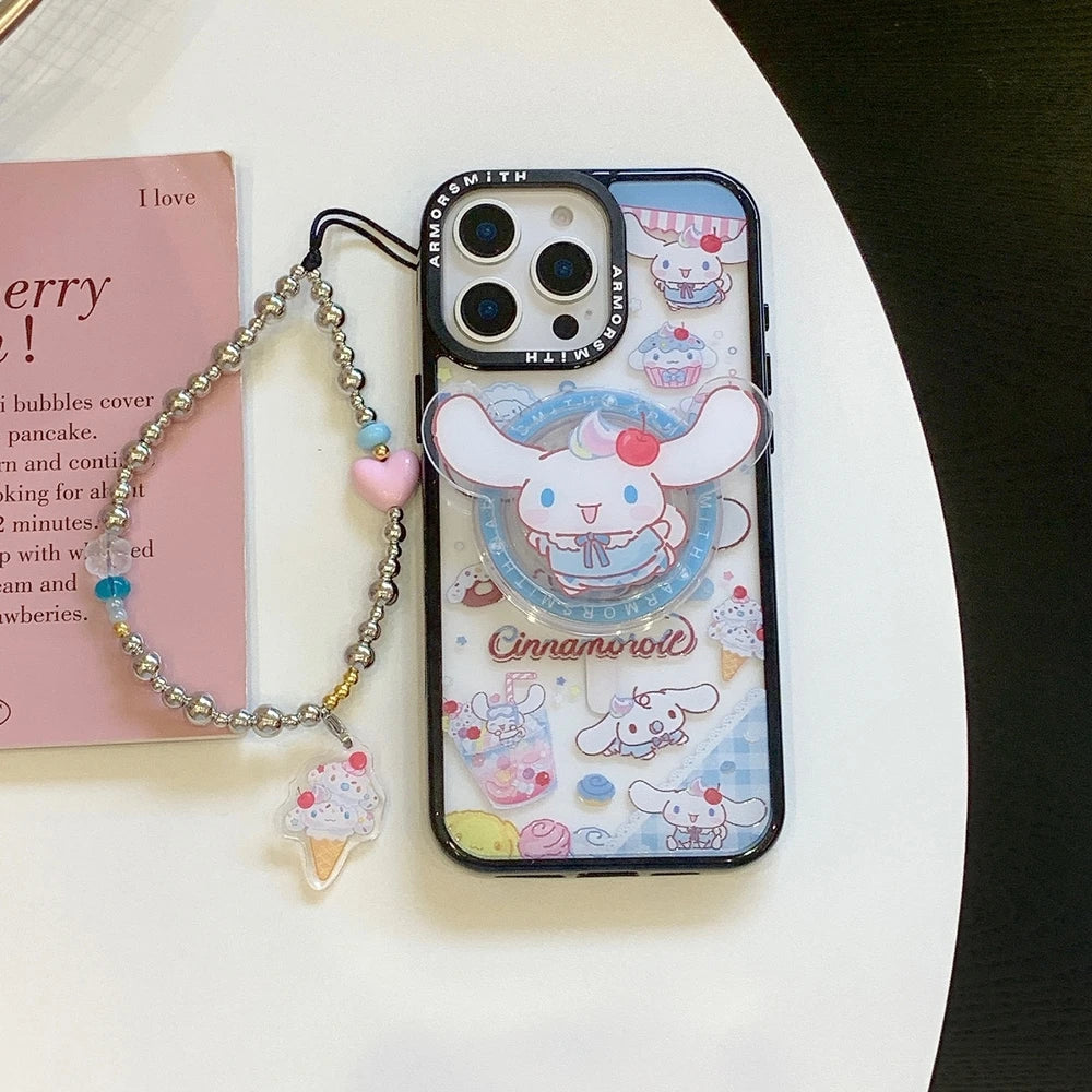Magnetic Holder Magsafe Wireless Cute Cartoon Sanrio Cinnamoroll Charge Phone Case For iPhone