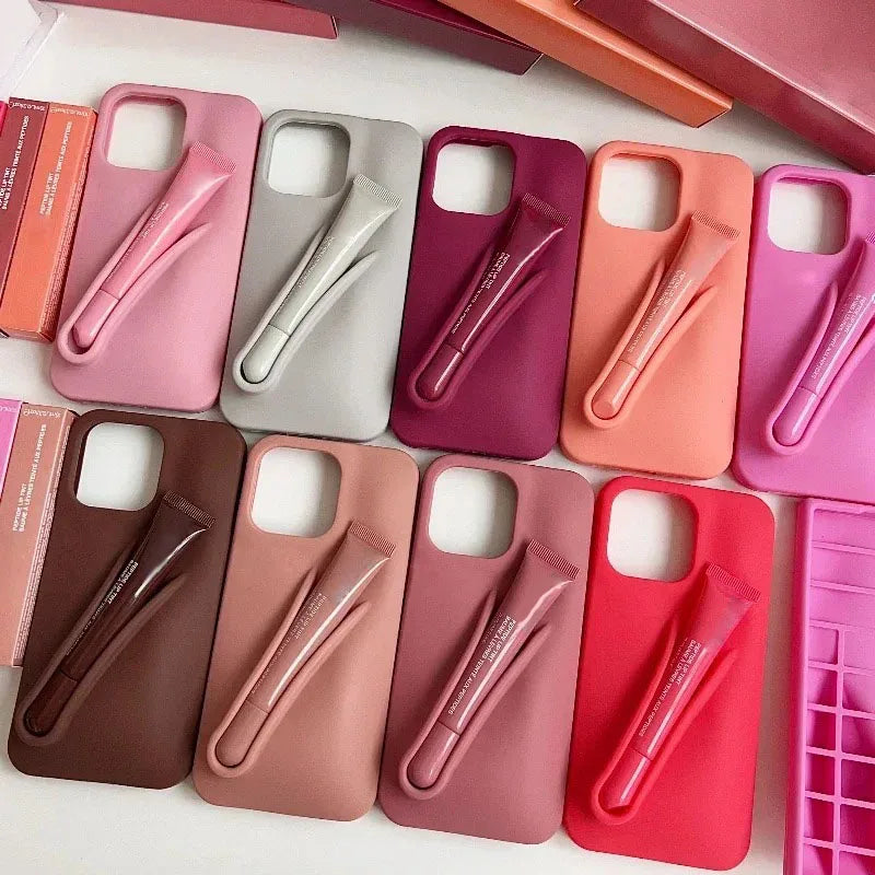 Hot Sale Lipstick Ribbon Toast Gift Set Soft Phone Case For iPhone