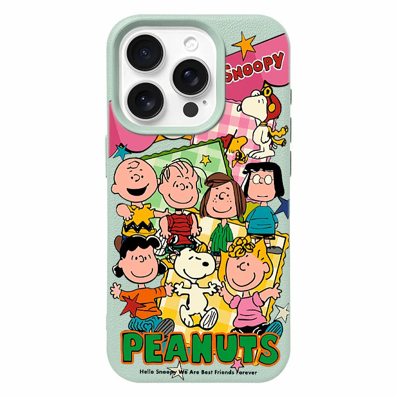 Lovely Cartoon ASnoopy Imitation Leather Phone Case For iPhone