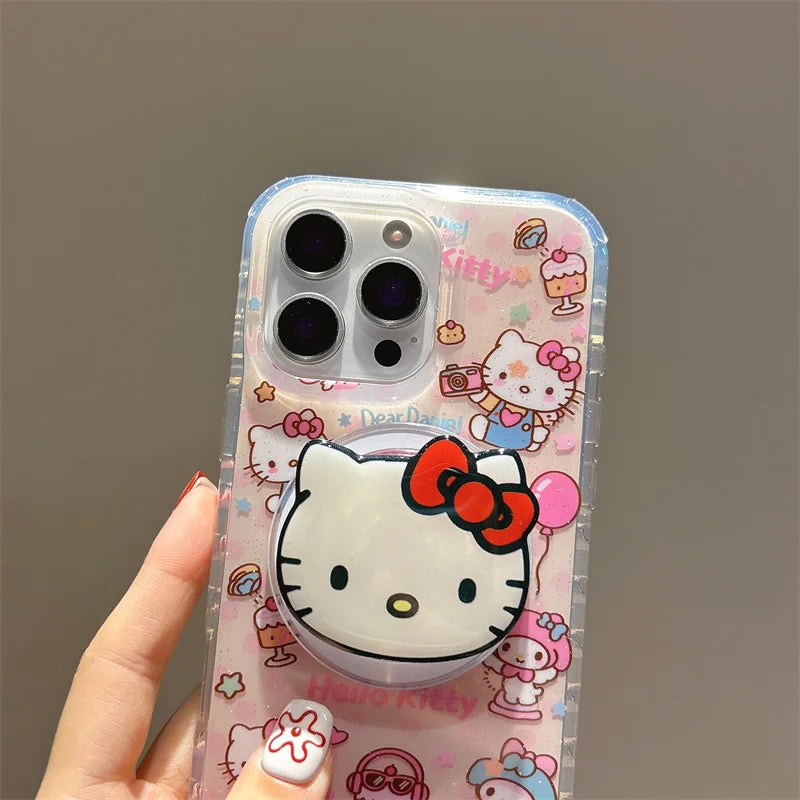 Kawaii Sweet Cake Hellokitty Glitter Magnetic Phone Case For iPhone