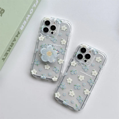 Cute Flower Quicksand Holder Phone Case For iPhone