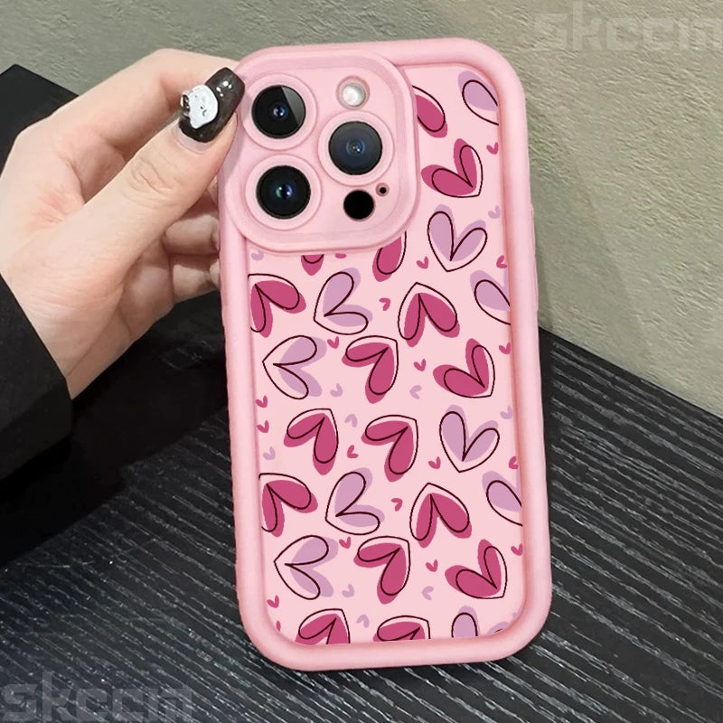 Cute Colorful Love Heart Silicone Phone Case For iPhone
