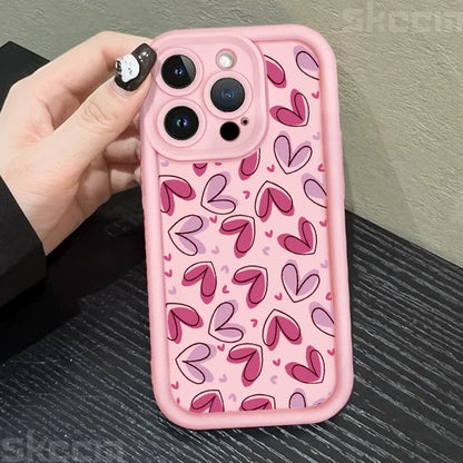 Cute Colorful Love Heart Silicone Phone Case For iPhone