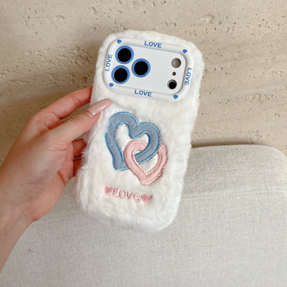 Furry Double Heart Warm iPhone Case For iPhone