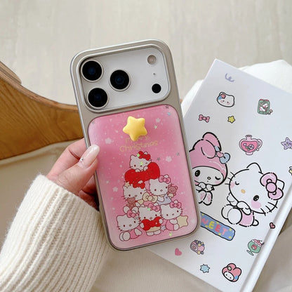 Cute Electroplated Silver Drip Glue Pink Christmas Kitty Phone Case