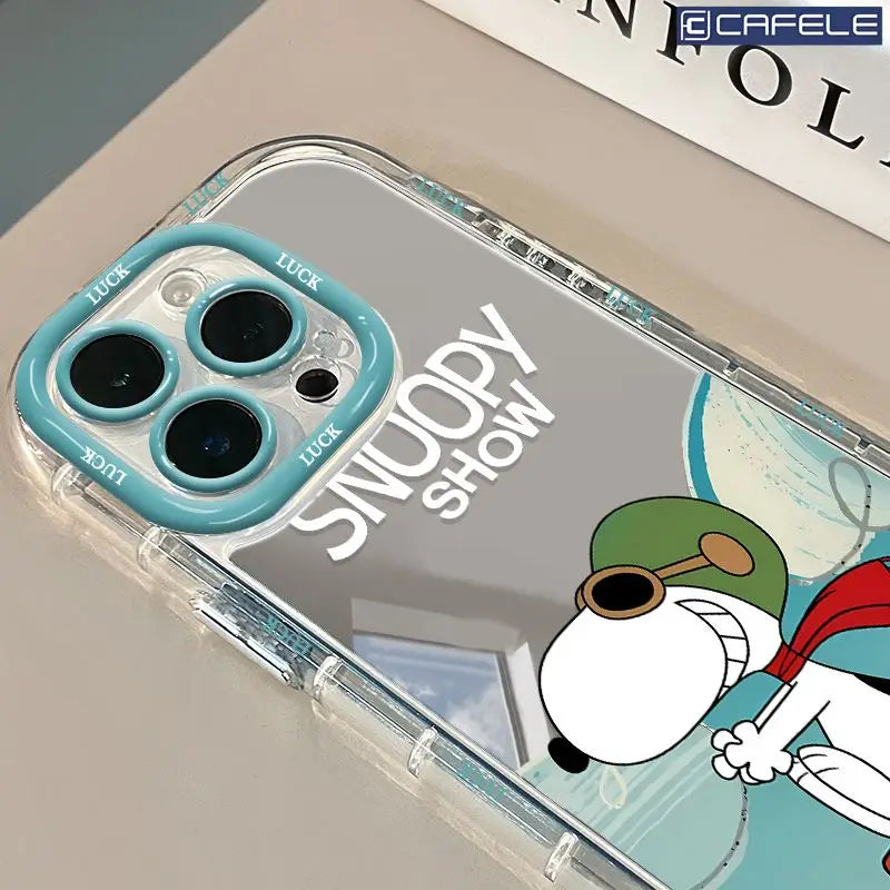 Anime Cute Snoopy Cartoon Mirror Phone Case For iPhone