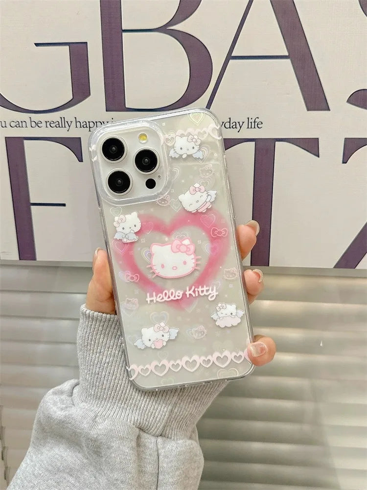 Hello Kitty Bow Full Screen Angel Phone Case For iPhone