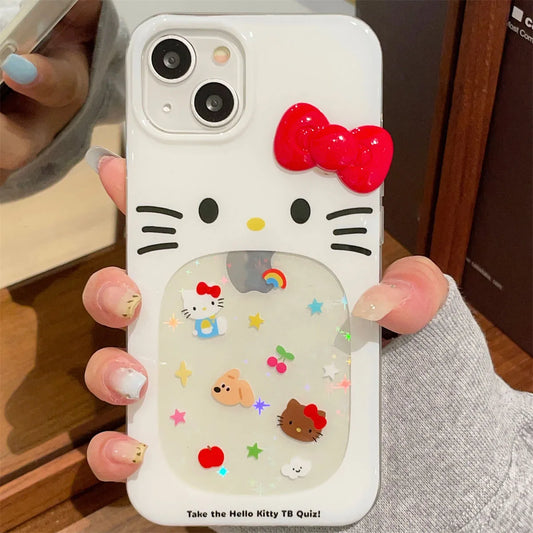 Hello Kitty Red Bow Strap Openwork Stars Phone Case For iPhone