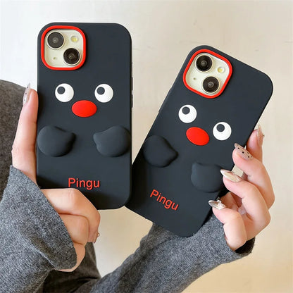 Kawaii 3D Cartoon Funny Penguin Phone Case For iPhone