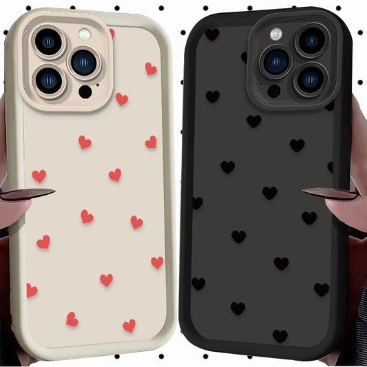 Black Small Love Heart Case For iPhone