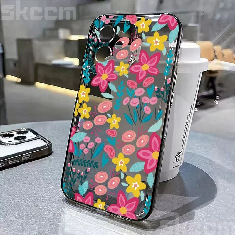 Colorful Flower Soft Silicone Phone Case For iPhone