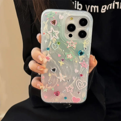 Colorful Stars Ins Shiny Bling Bling Shockproof  Shone Case For iPhone