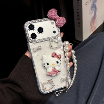 Cute Cartoon Sanrio Hello Kitty Bling Glitter Diamond Phone Case For iPhone