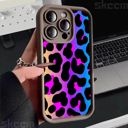 Colorful Leopard Pattern Silicone Soft Phone Case For iPhone
