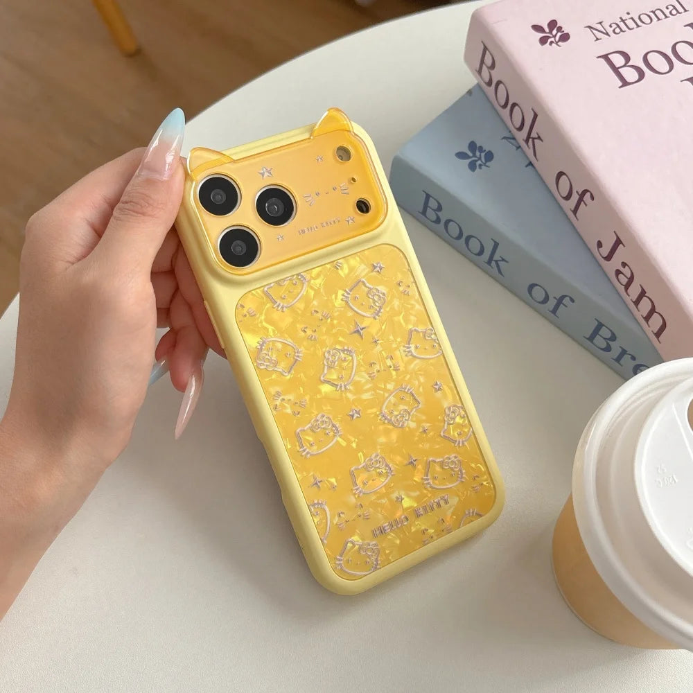 Korean Lemon Yellow Full Screen Cute Cartoon Sanrio KT Shockproof Phone Case For iPhone