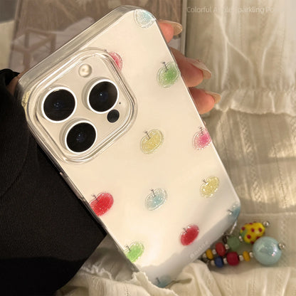 Korean Colorful Apple Glitter Phone Case Pendant For iPhone
