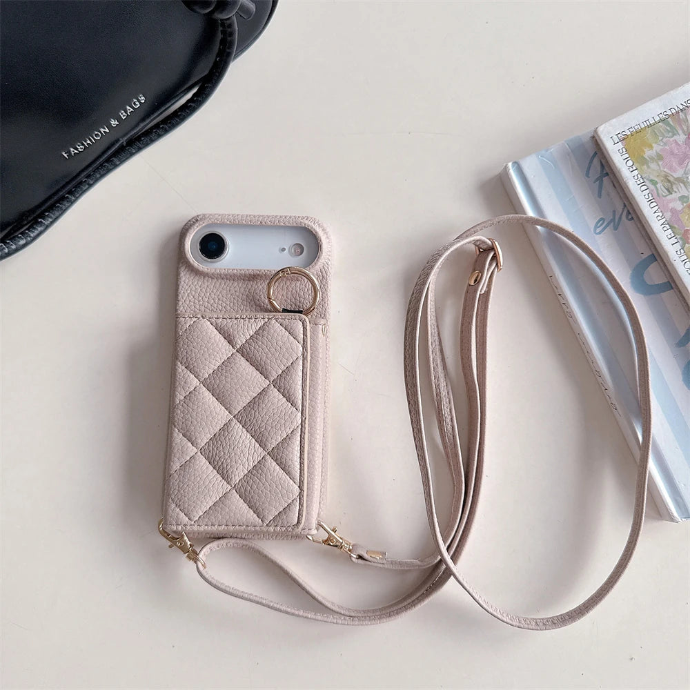 Crossbody Lanyard Card Slot Holder Case For iPhone