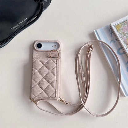 Crossbody Lanyard Card Slot Holder Case For iPhone