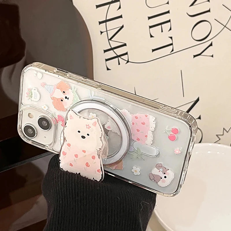 Cute Dog Flower Magsafe Phone Case For iPhone