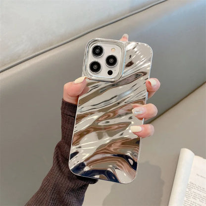 Luxury Solid Color Fold Wrinkle Wavy Phone Case For iPhone