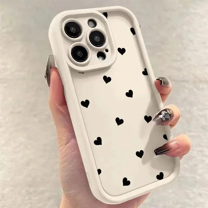 Luxury Black Full Screen Love Heart Phone Case