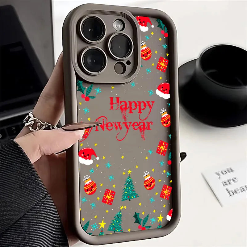 Merry Christmas Happy New Year Silicone Case For iPhone