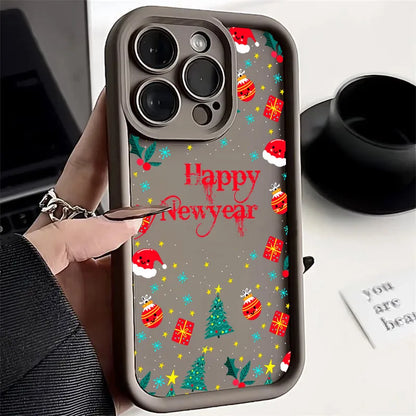 Merry Christmas Happy New Year Silicone Case For iPhone