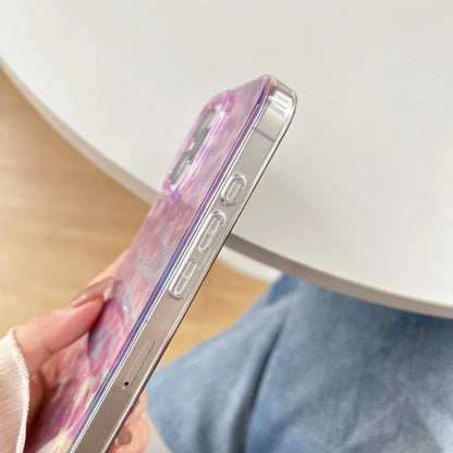 Iridescent Pink Holographic Leopard Print with Wrist Chain Trendy Phone Case