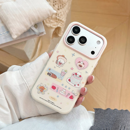 Korean Cartoon Dessert Kitten Puppy Stars Pattern Phone Case For iPhone