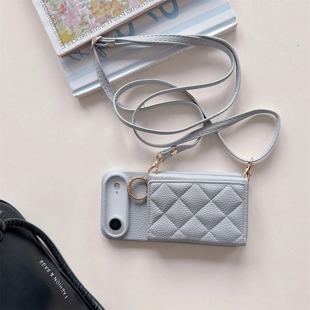 Crossbody Lanyard Card Slot Holder Case For iPhone