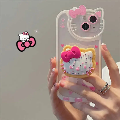 Hello Kitty Makeup Mirror Stand Phone Case For iPhone