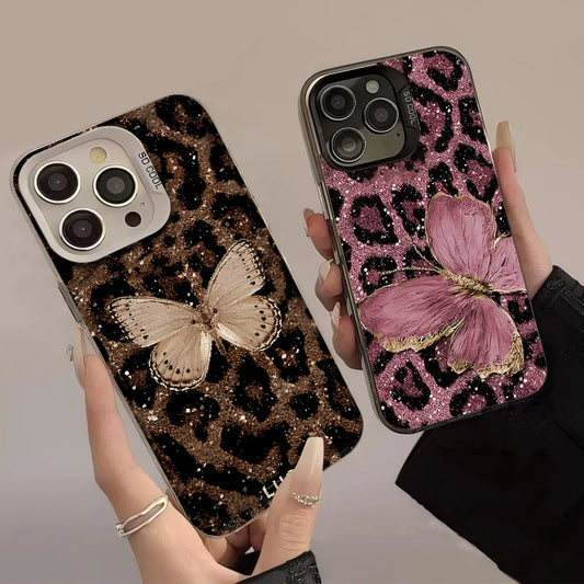 Leopard Butterfly Pattern Phone Case For iPhone