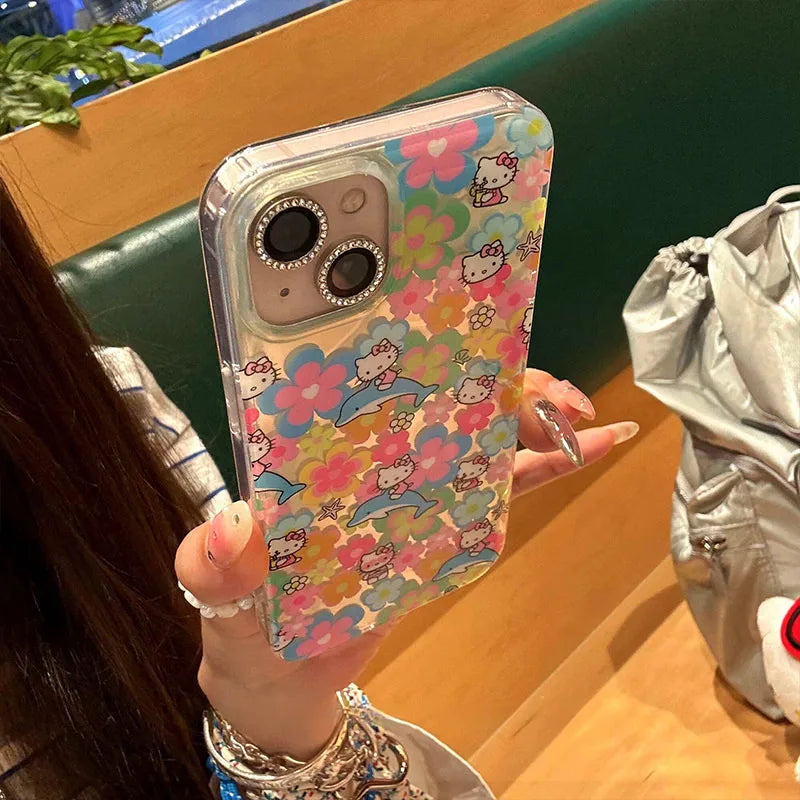 Hello Kitty Flower Dolphin Phone Case For iPhone