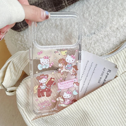 Lovely Cartoon Riding Kitty Phone Case For iPhone