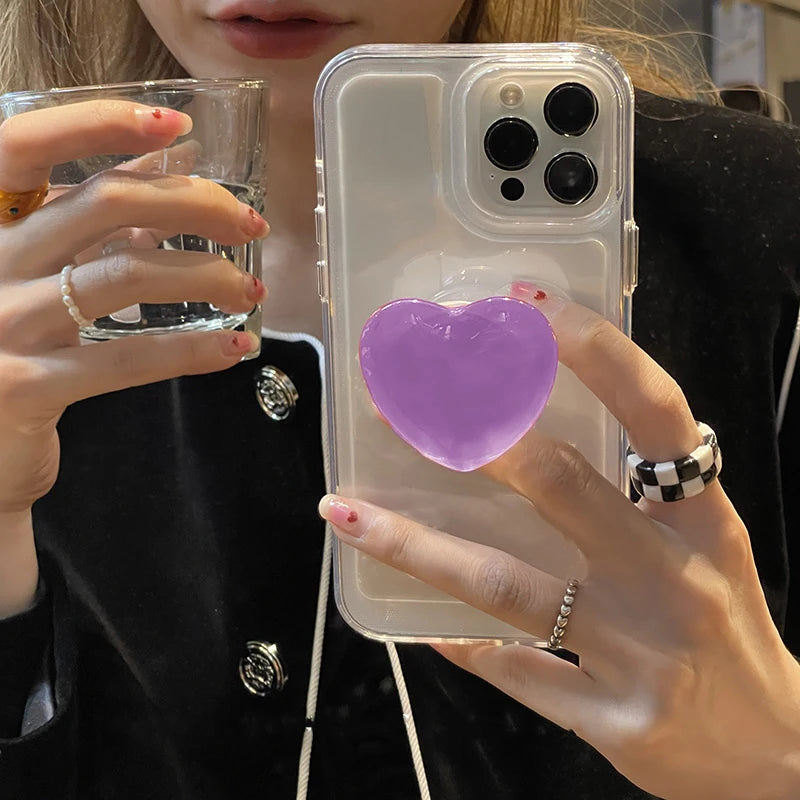 Cute Glass Love Heart Ring Holder Stand Phone Case For iPhone