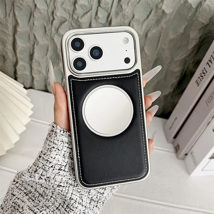 Wireless Charging Magnetic Mirror Leather Phone Case For iPhone