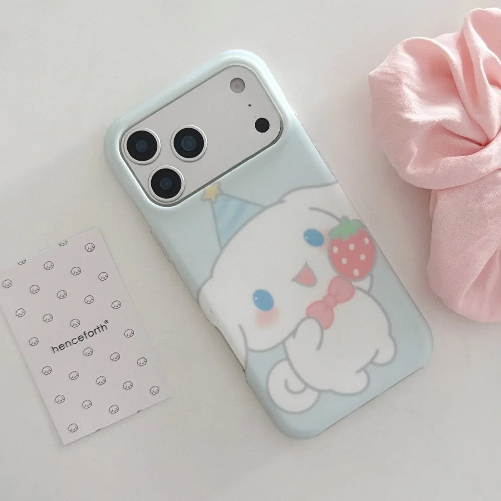 Cute Round Edged Strawberry Jade Guigou Sanrio Shockproof Phone Case For iPhone