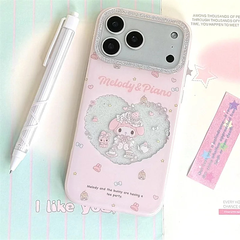 Fashion Pink Saniro Molody Flower Phone Case For iPhone