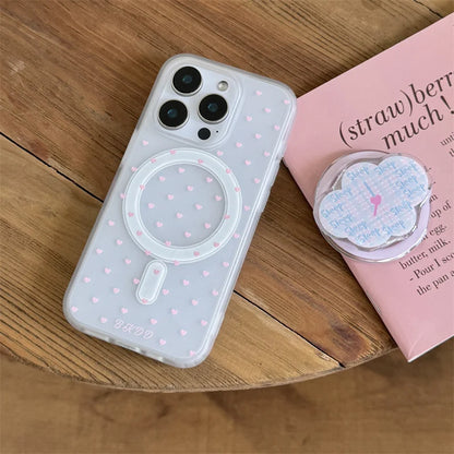 Cute Pink Small Love Heart Magnetic Phone Case