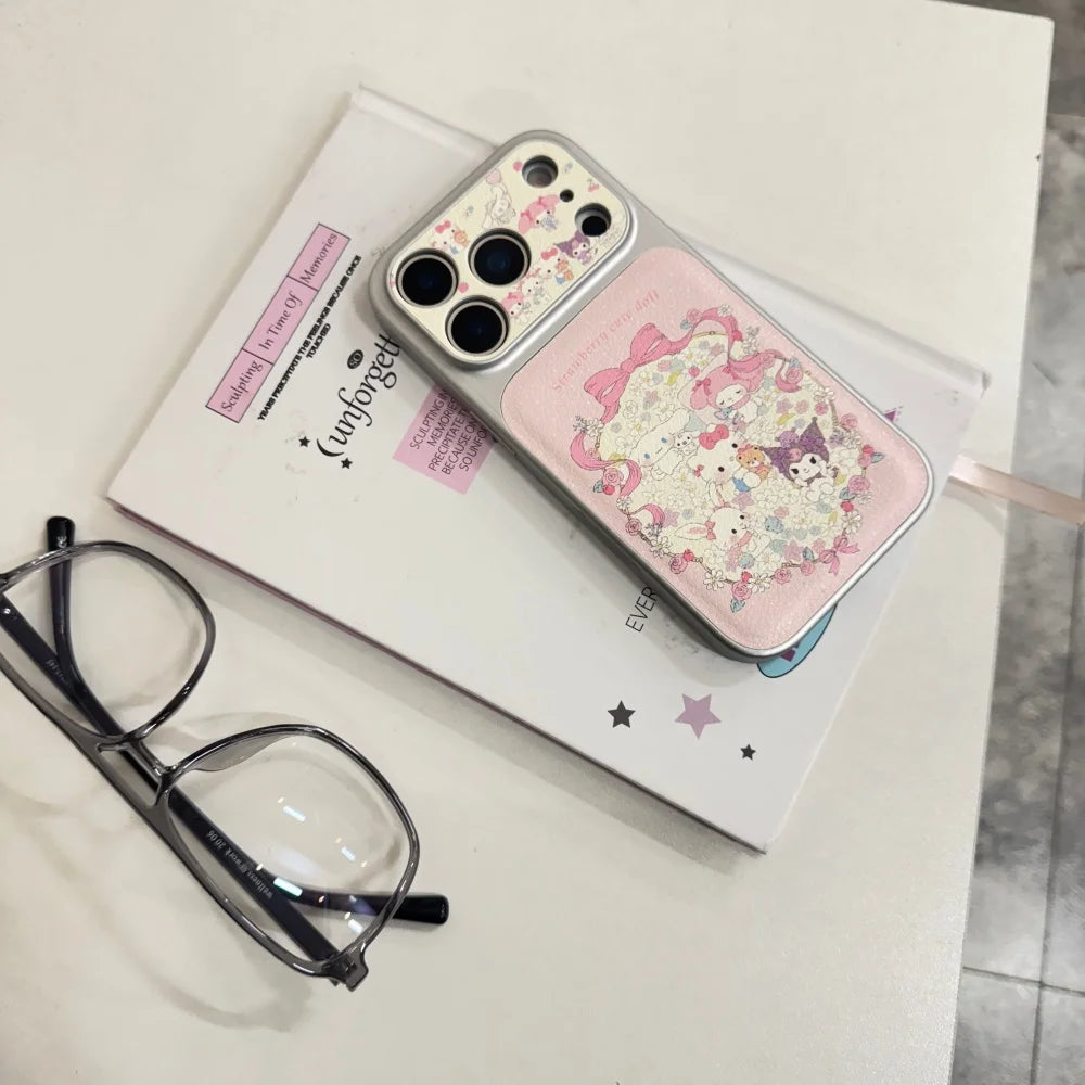Fine Hole Skin Sticking Sanrio Family Phone Case For iPhone
