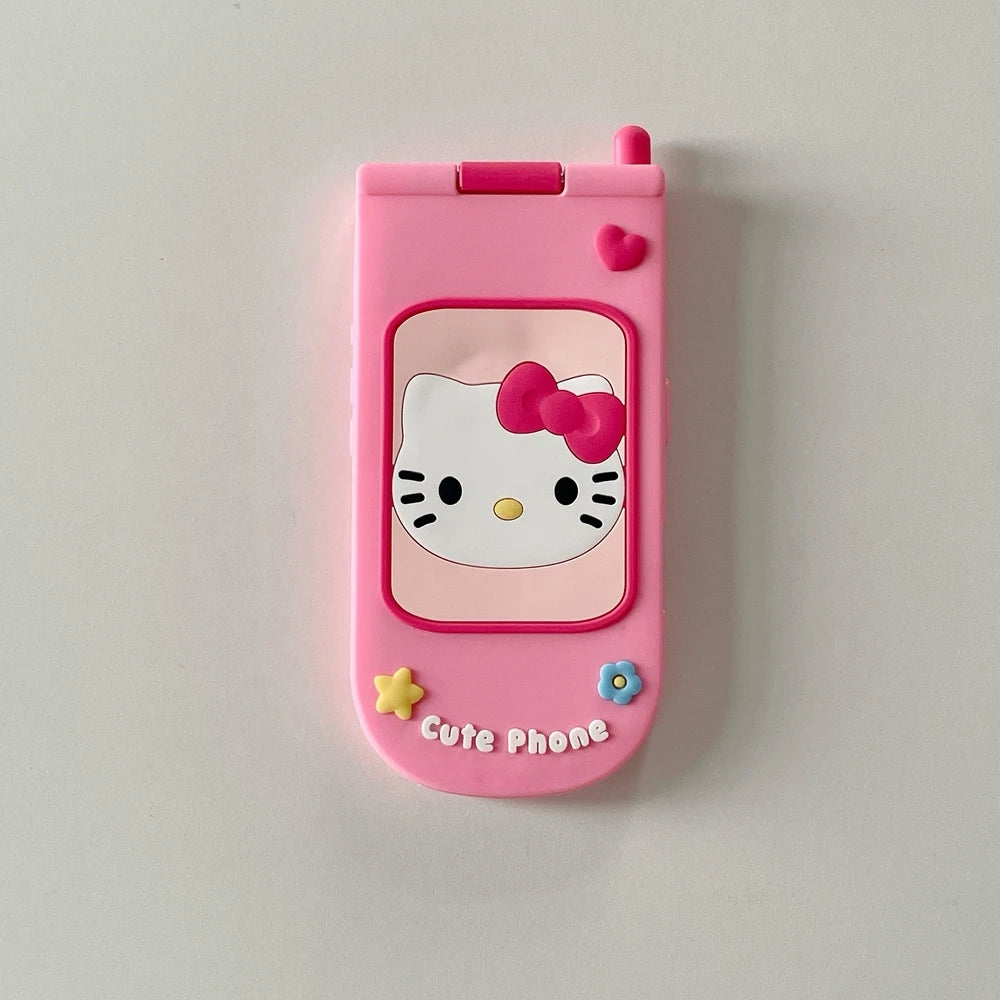3D Cute Sanrio Hello Kitty Hide Makeup Mirror Flip Cover Phone Case For iPhone