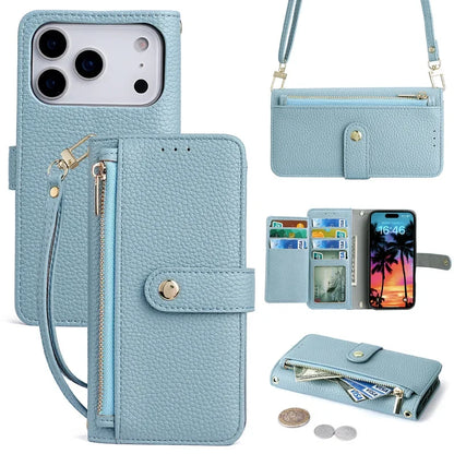 Zipper Wallet with Cards Solt  Flip Cover For iPhone