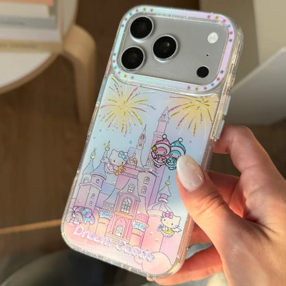 Pink Gilded Drip Glue Castle Kitty Cat For iPhone Case